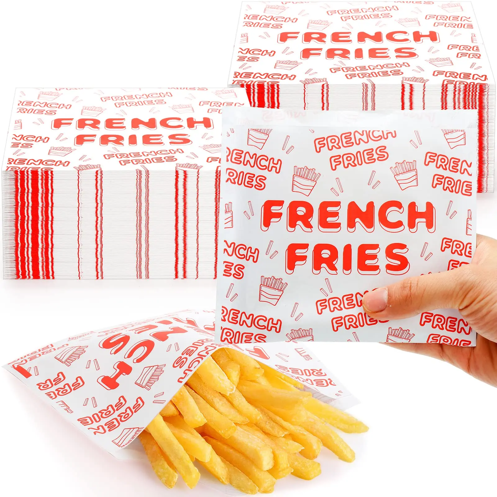 Custom High Quality Recyclable Disposable Greaseproof Food Grade Hamburger French Fries Packaging Paper Bags For Fast Restaurant