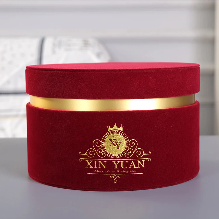 high quality wholesale custom round luxury velvet flower box