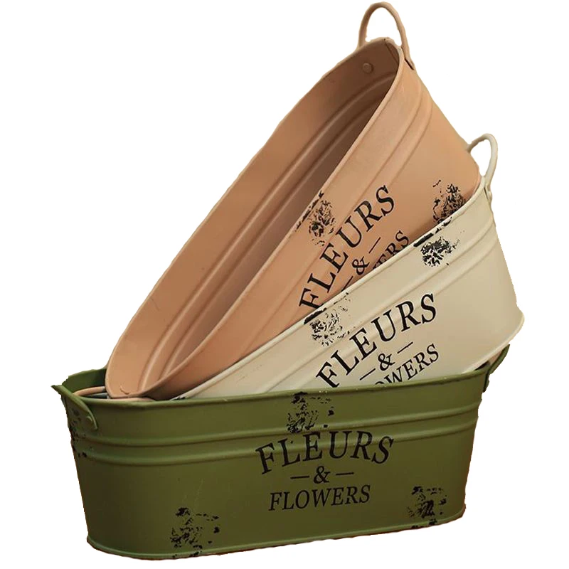 American country restoring ancient ways iron bucket,creative balcony decoration basin, pastoral style for old flower pots