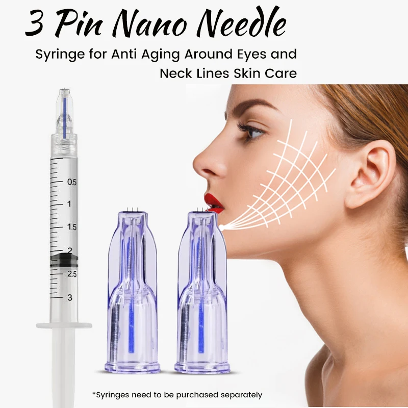 Medical and safety multi needle 3 pin for blood collection or mesotherapy hyaluronic acid filler injection