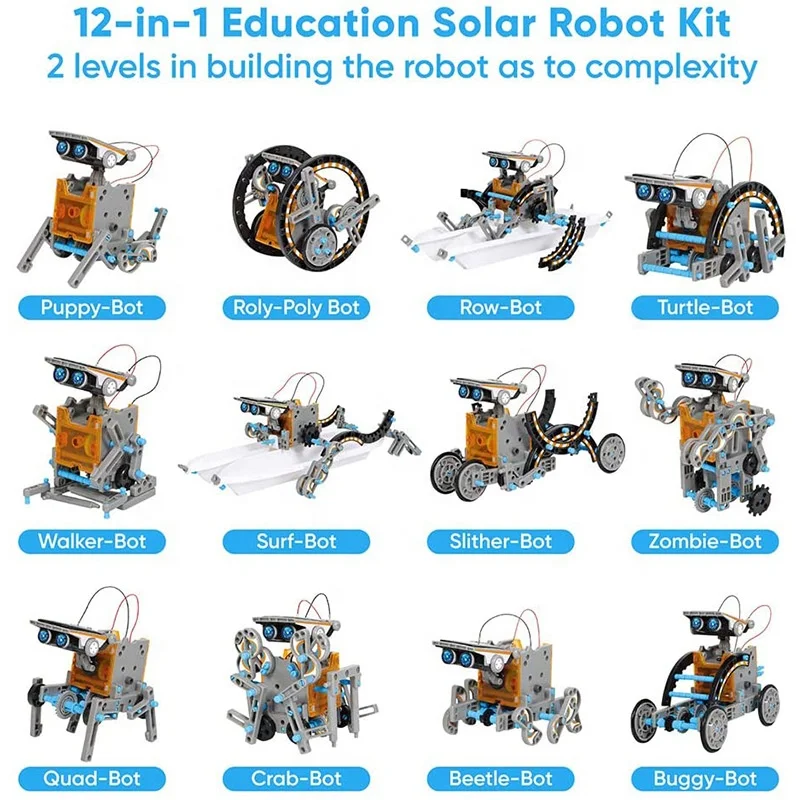 12-in-1 Education Solar Robot Toys 190pcs DIY Building Science Experiment Kit for Kids Educational Toy Robots