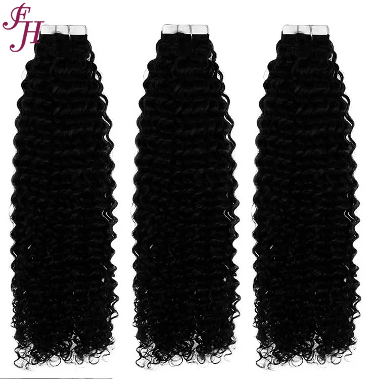 FH tape in extensions deep curly human hair extension tape in human hair curly hair extensions for black women