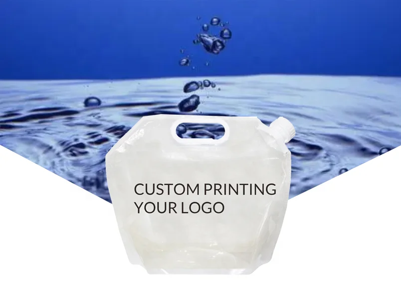 Custom logo Reusable 330ml 600ml 4L 5 Liters 10 Liters Plastic Liquid Drinking Mineral Water Spout Pouch