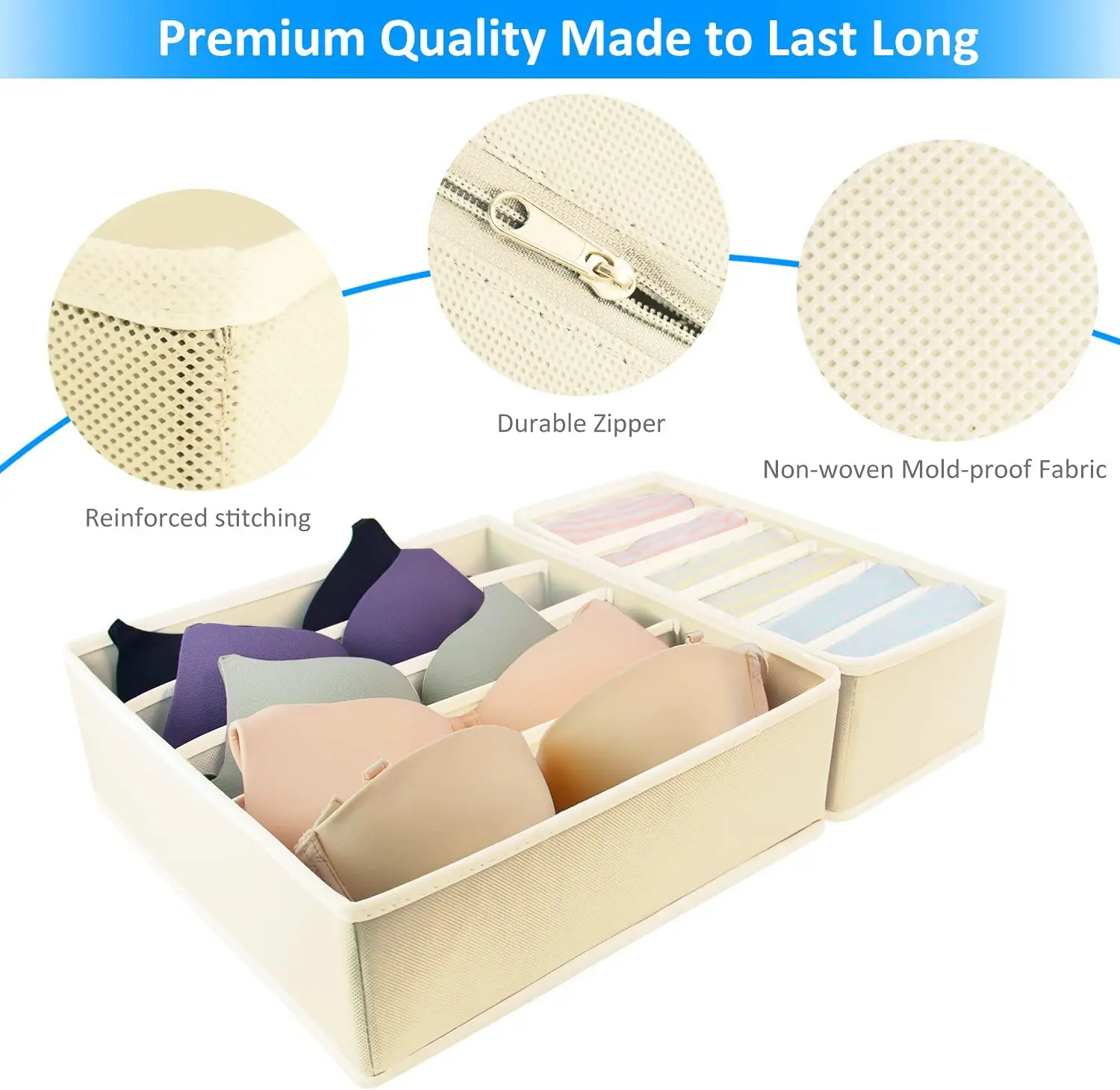 Hot-Sale 4 Sets Collapsible household items for clothes socks underwear organizer for room organization storage containers