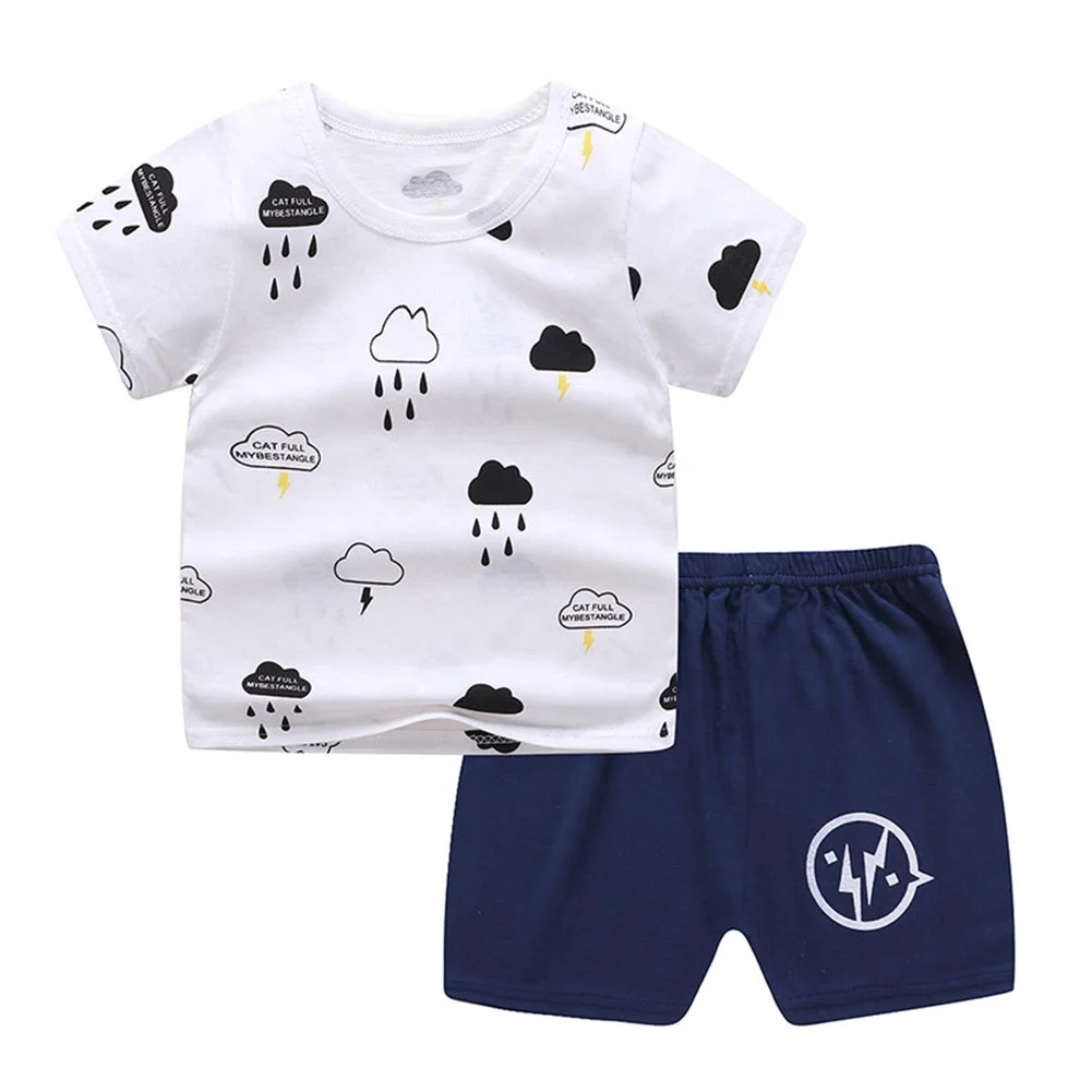 Good Price Summer Children Clothes Set 100% Cotton Short Sleeve 2pcs Baby Clothes Set Wholesale
