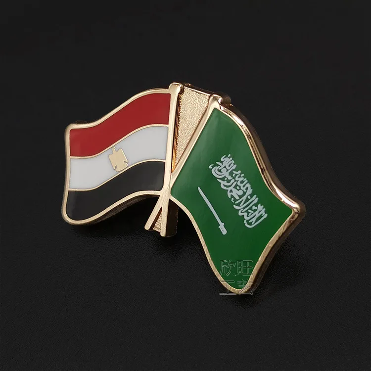 Standard Two Flag Metal Pins Brooch For Opp Bag