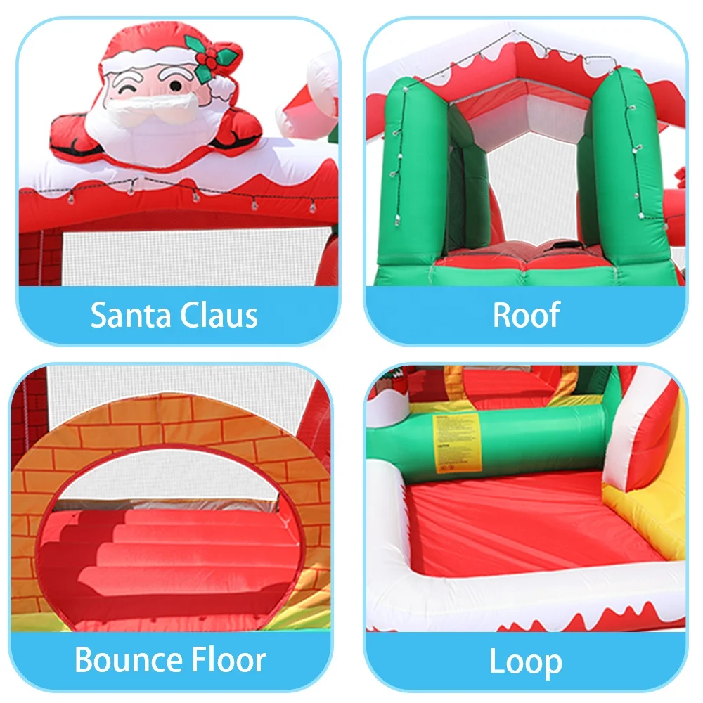 New Holiday Theme Air Candy Decoration Bouncer Slide Inflatable Bounce House Christmas Bouncy Castle
