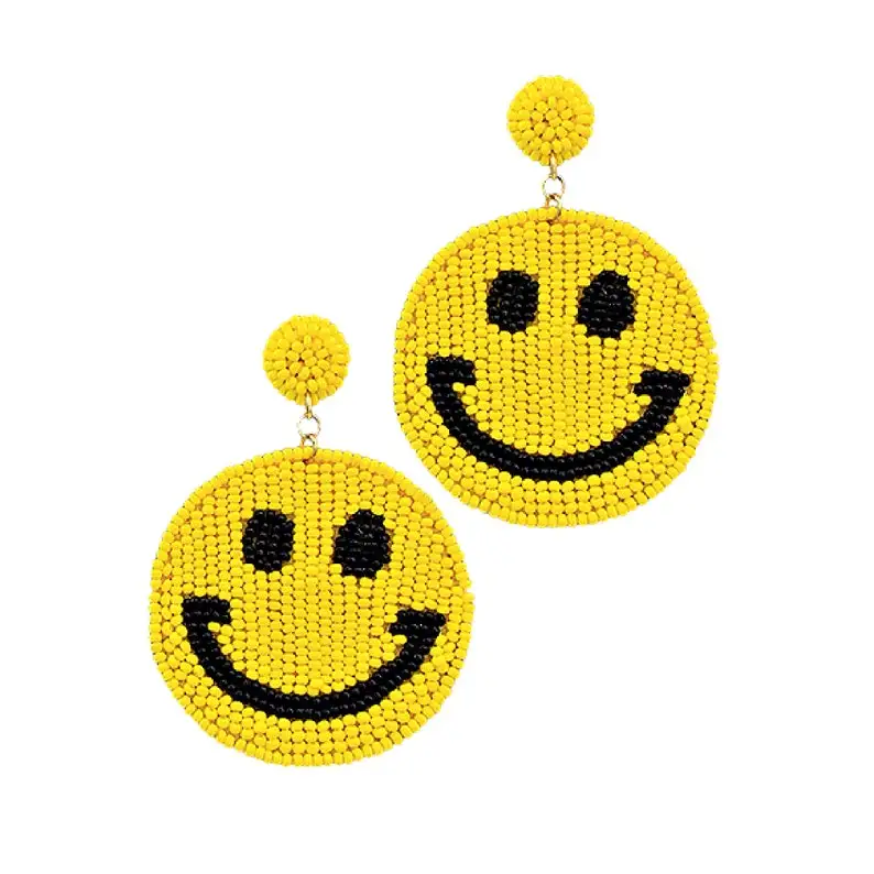 OEM bohemian handmade jewelry Sunflower  smile sunglass earrings  rice beaded earrings women