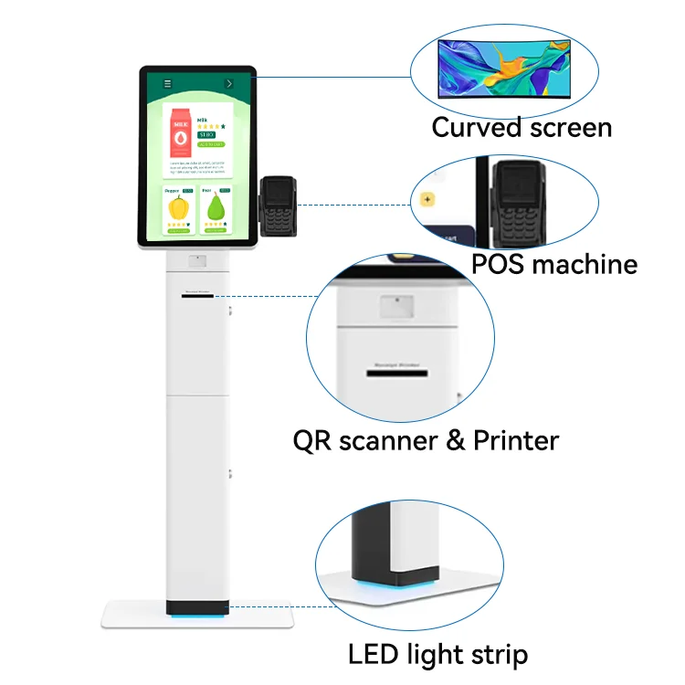 23.6/32 Inch wall mount touch screen payment machine terminal automated self ticketing kiosk
