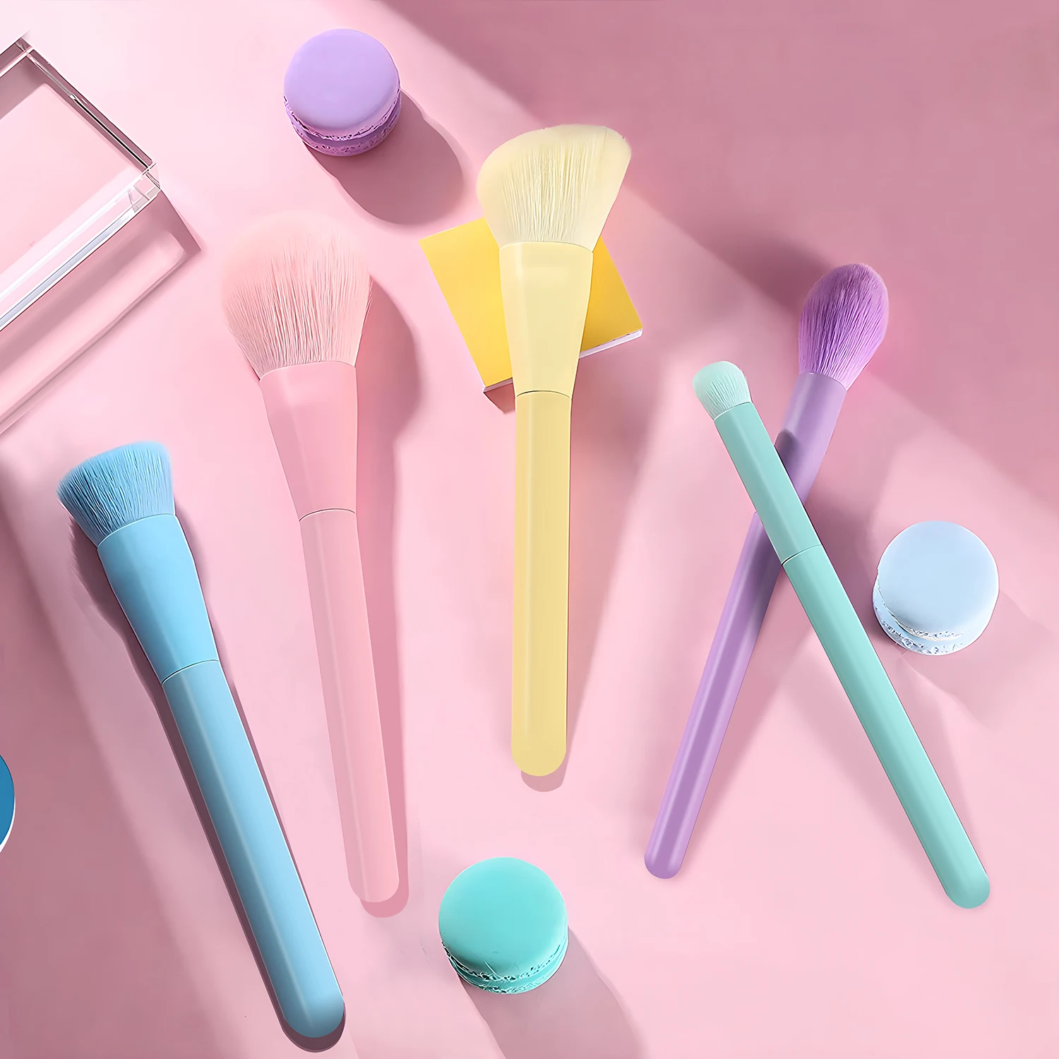 2023 New High Quality Colorful 7pcs Fashion Beauty Makeup Brush Set Synthetic Plastic Make Up Kit