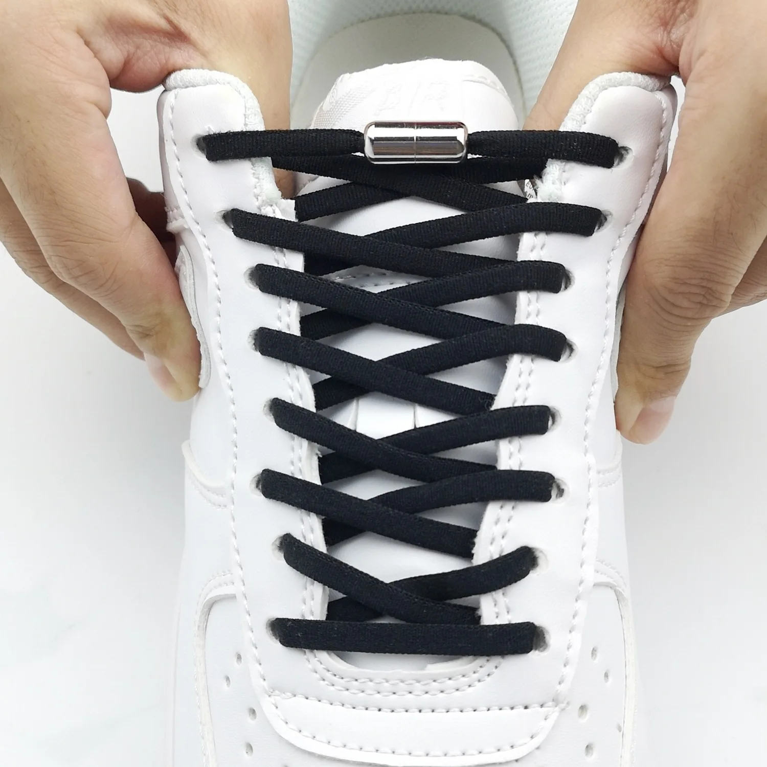 Elastic Oval  6mm width 100cm round oval lazy easy shoe laces Metal capsules buckle 16 colors half rope shoelaces