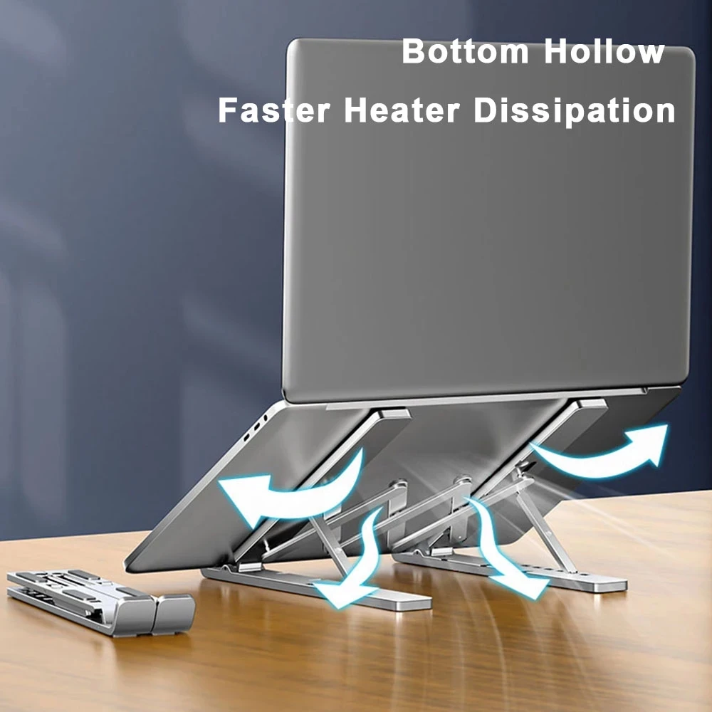 Adjustable Laptop Stand 11 to 15.6 inch Notebook Portable Metal Riser Aluminum Alloy Holder Foldable Office Computer Cooler