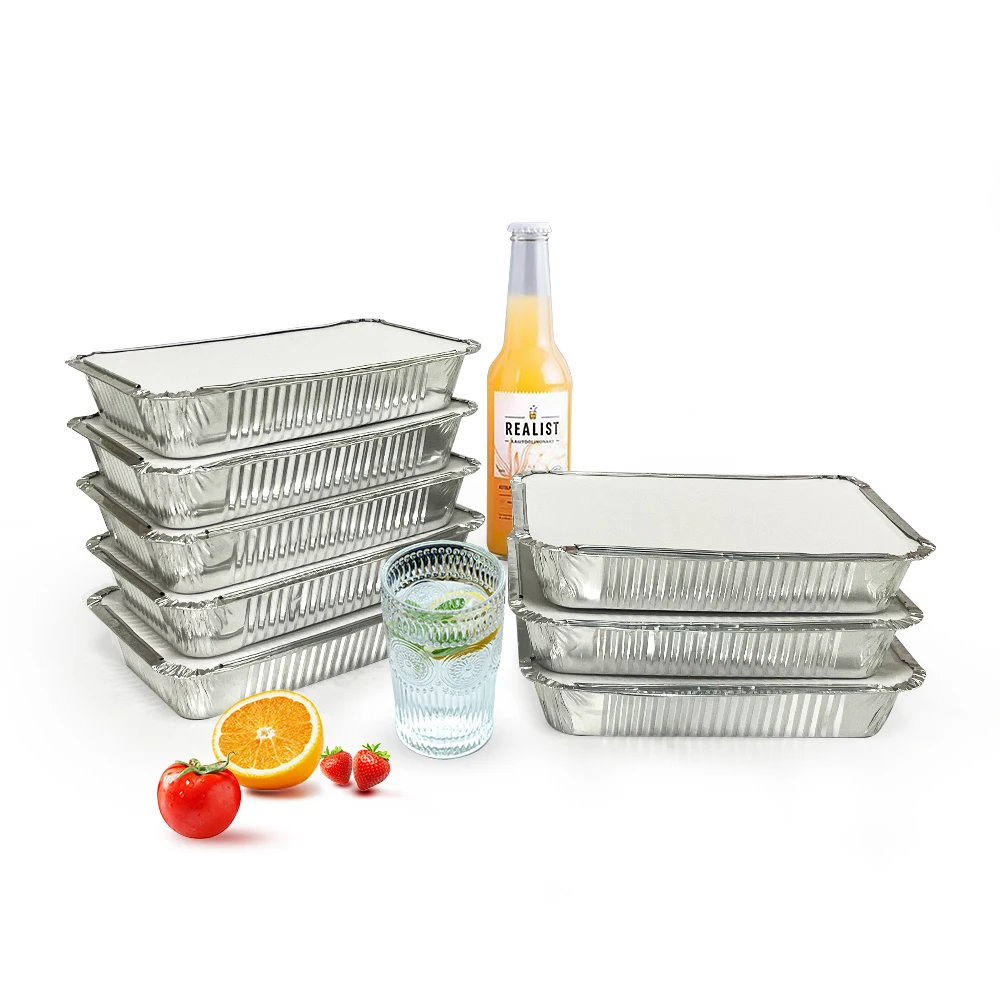 Disposable Fast Food Takeaway Aluminium Foil Container Tray 8389 Aluminium Foil Pans Plate with Paper Lid