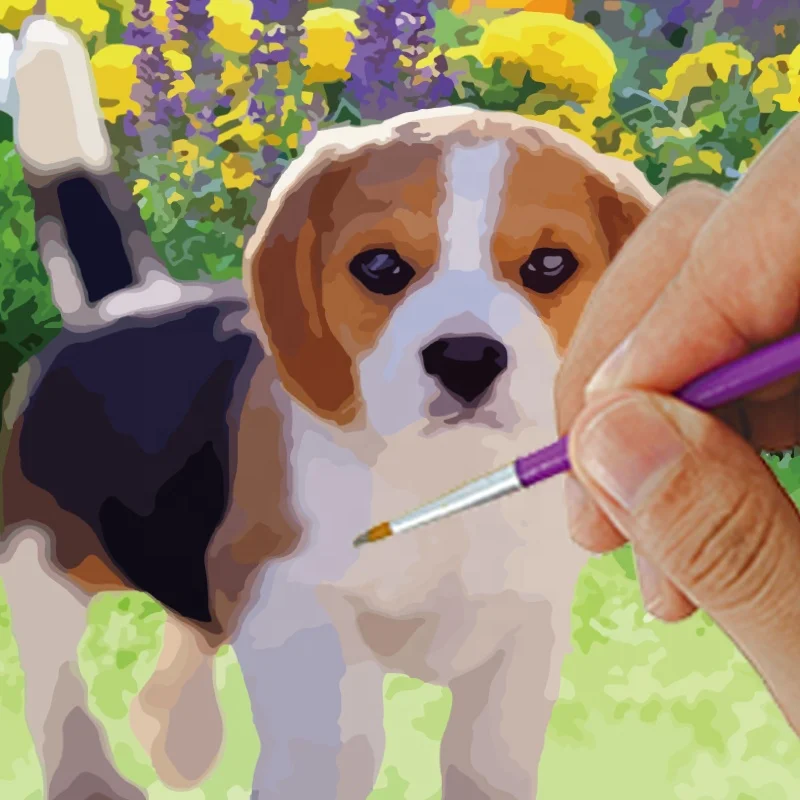 Pintar Por Numero Acrylic Paint Set Animals Pets Pre Drawn Canvas Paint Art for boys and girls