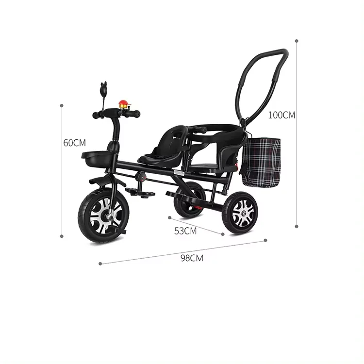 Factory kids toy tricycle for twins cheap kids double seat tricycle with pedals ride on car