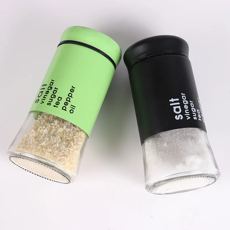 Empty round black colors 5oz 150ml flavoring salt pepper powder BBQ seasoning glass bottle set with screw lid for cooking