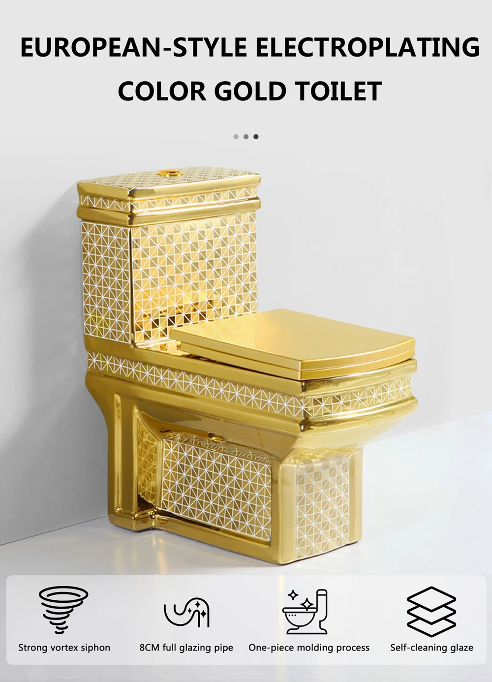 Sanitary Ware Luxury Ceramic Golden Color Toilet Bowl Commode Toilet