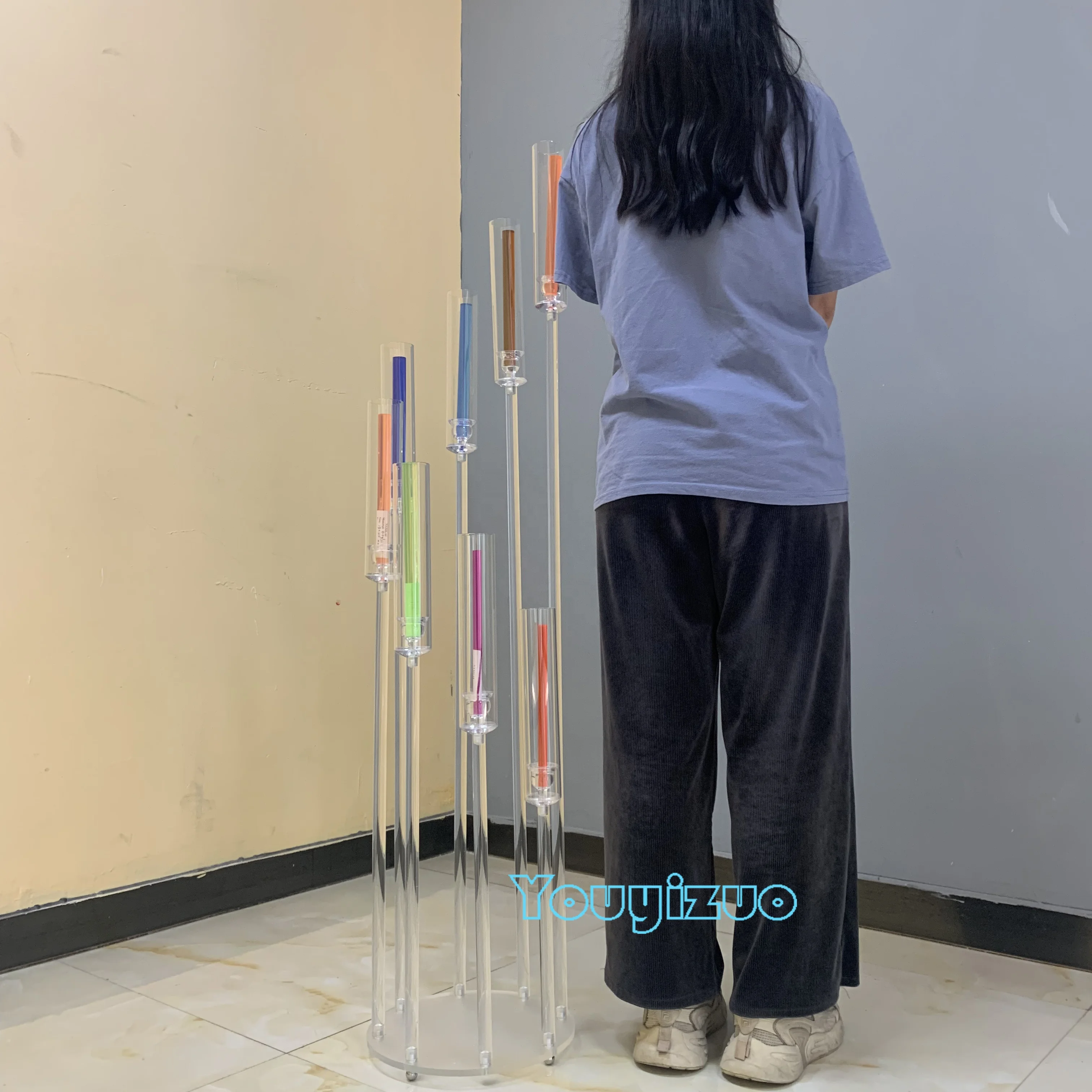 YOUYIZUO Acrylic Lead The Way Candle Holder Set Party Decorations Wedding crystal lanterns and candle jars Aisle Candle Holder