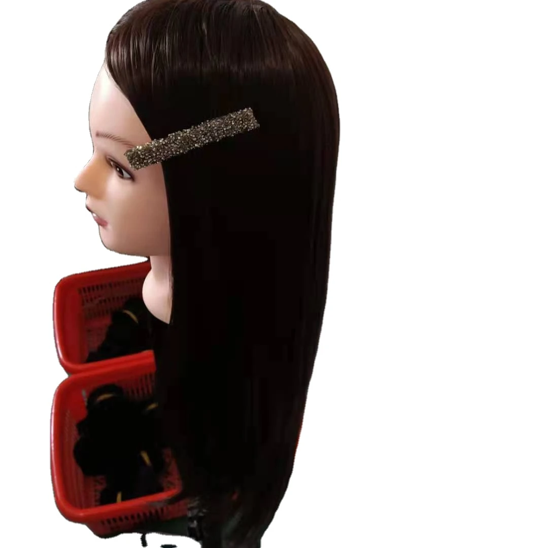 
Best Quality cheap synthetic fiber color dark brown Hair Training Mannequin hair Head uses Style Beauty School dummy head 
