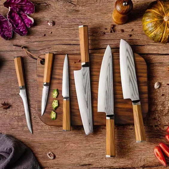 Kitchen Gadgets 2023 Knife Cooking VG10 Steel Wood Handle Damascus Knife