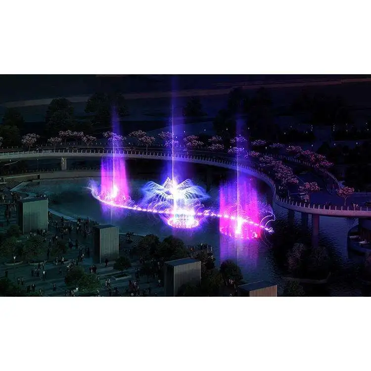 China Supplier Lake Floating Sphere Dancing Water Fountain With 3d Hologram Water Screen for Projection