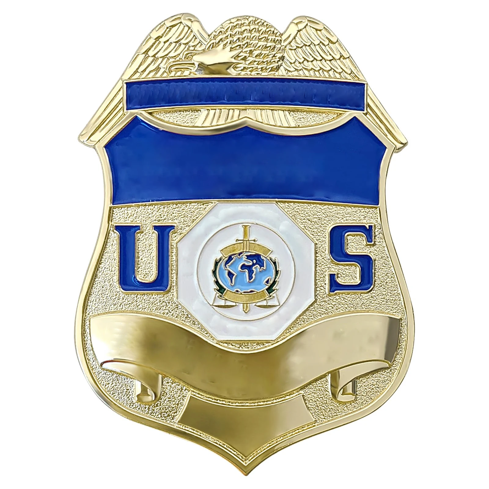 Factory Customized Logo 3D Engraving Enamel Gold Plated Metal Security Badges
