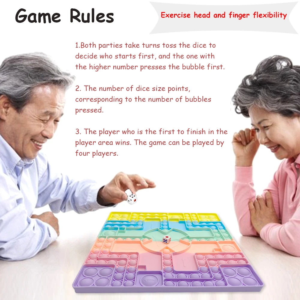 
Large Dual Player push game toy silicone chess board push bubble checkerboard toys square tie dye popit sensory game 