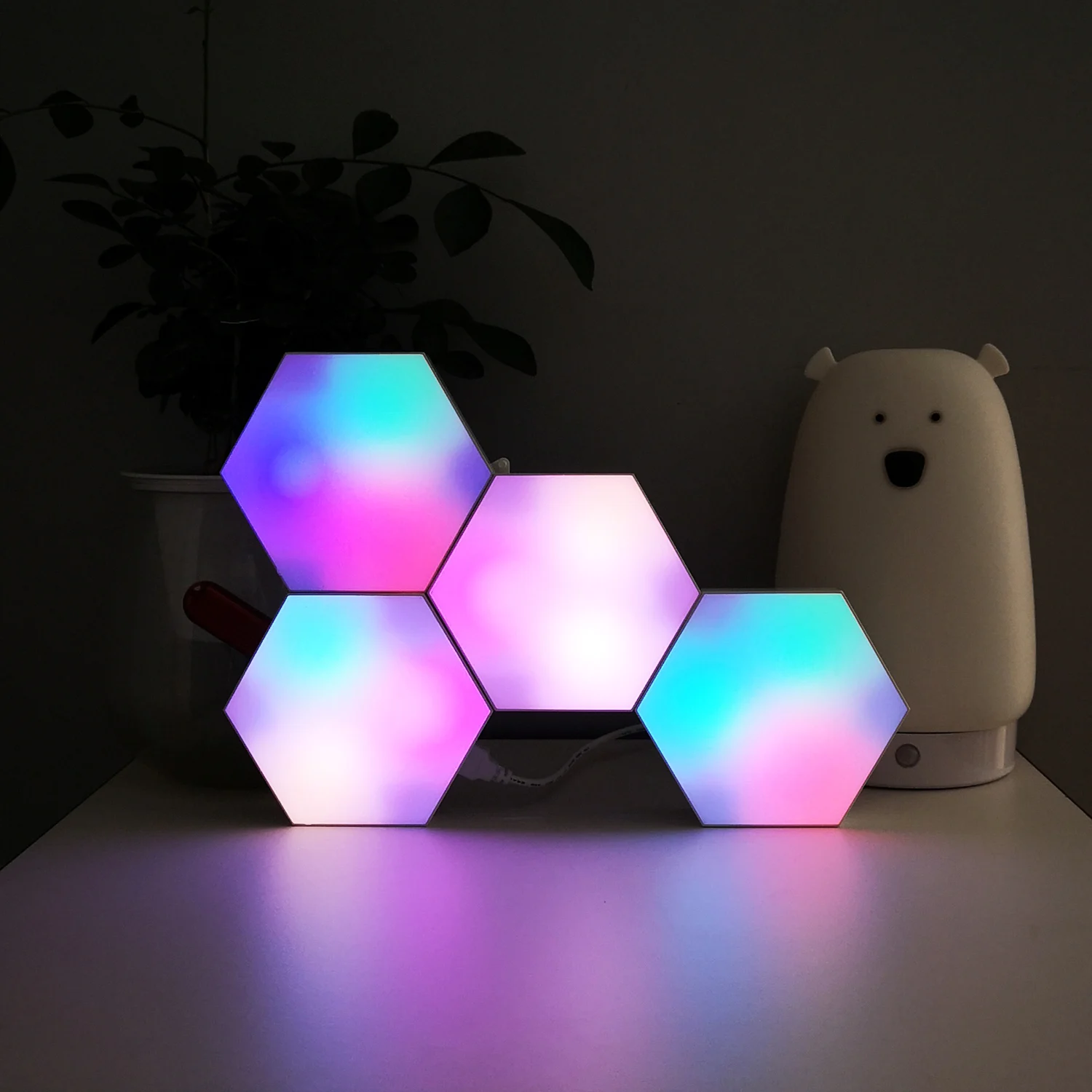 Gaming Room Lighting Decoration Aurora Effect Mobile Phone App Controlled Light Hexagonal Modular Honeycomb Led Modular Light
