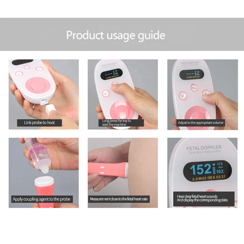 Portable fetal doppler Mini OLED display ultrasound prenatal fetal heart rate monitoring fetal Doppler