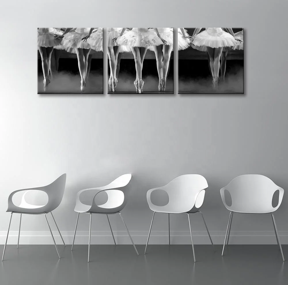 Black and White Ballet Wall Decor Beautiful Ballerinas Dancing with White Tutu Poster Picture Modern Girl Room Decoration