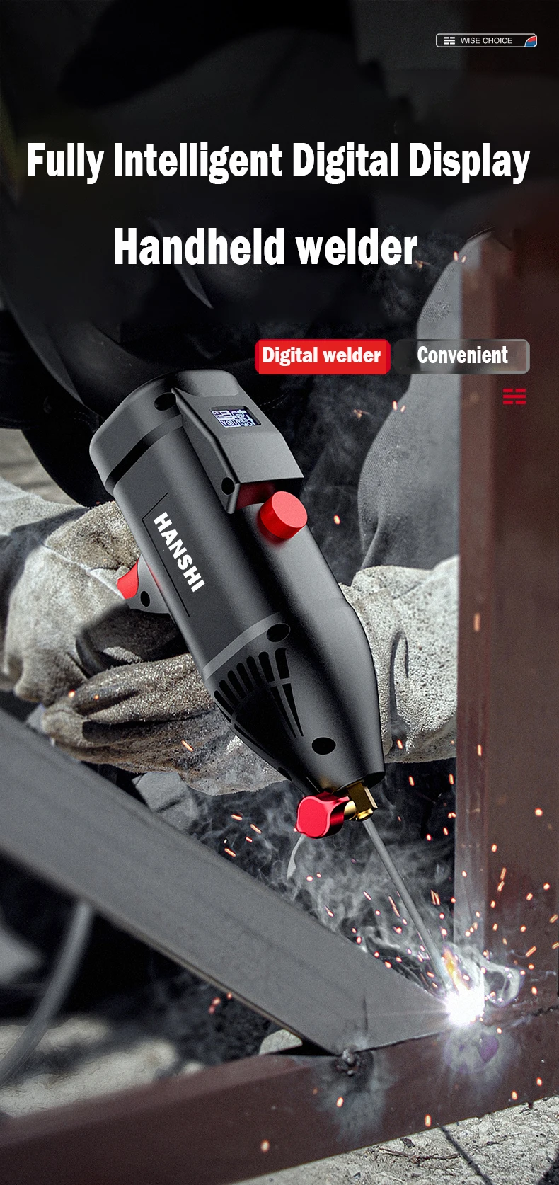 Hand-held Lightweight 220V 3000W  50/60Hz  Arc Portable Inverter Digital Display welding machine