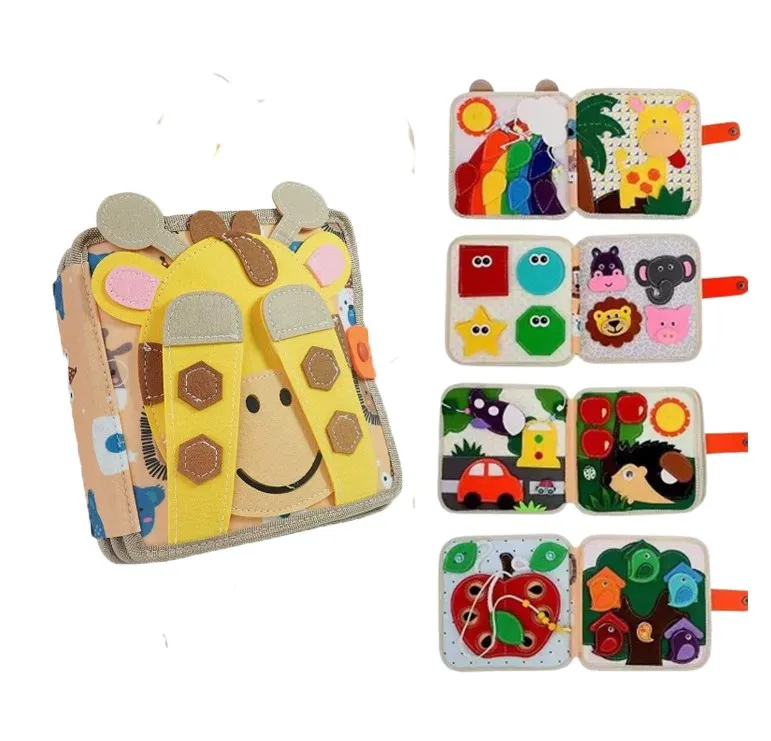 Giraffe theme  Busy Board Preschool Sensory Educational Books For Girls And Boys Kids About Airplane And Car Travel