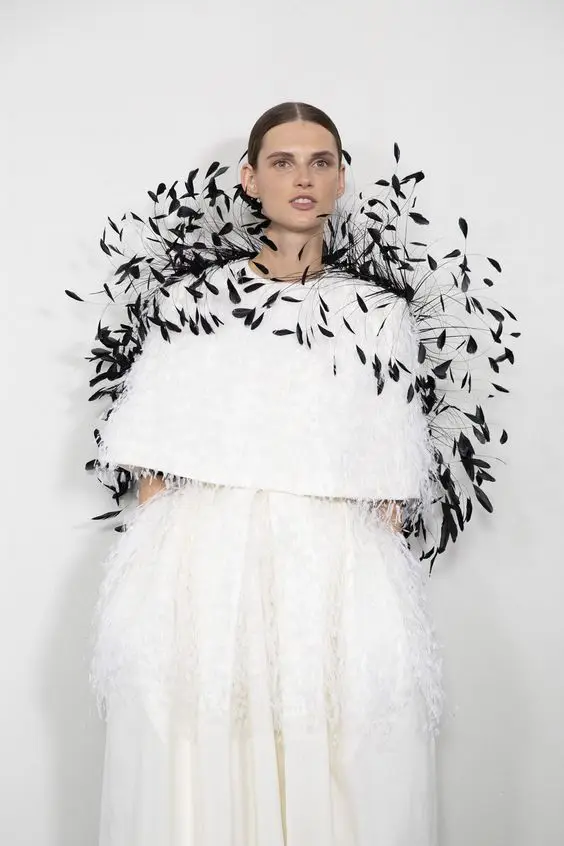 Wholesale Black Stripped Rooster Tail Feather Trims Fringe for Dress Lace Trimming