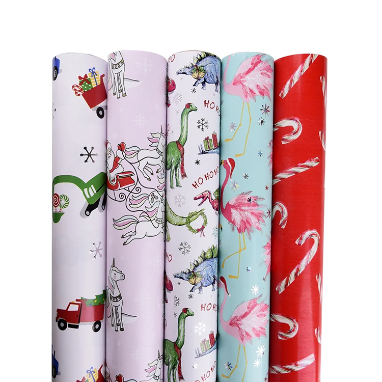 
76.2cmx3.65m Gift Cartoon Style Wrapping Paper Roll Wood Pulp Greaseproof Virgin for Wedding Birthday Holiday Baby Shower Kids 
