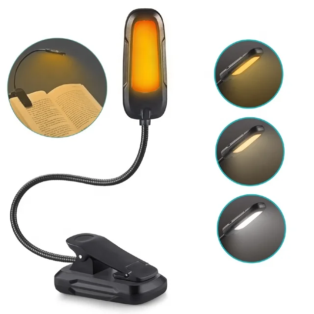 
1000mAh blue light blocking Amber Reading light sleep aid clip on Table Lamp rechargeable Led book Light Work with Kindle 