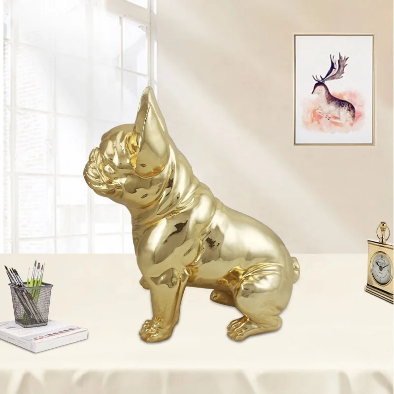 Christmasgold Color Dog Wholesale Home Decor Porcelain Small White Figurine Ceramic Animal Statues Decoration gifts crafts