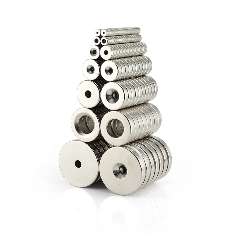 Strong circular neodymium magnets magnetic materials n52 disc neodymium magnet with countersunk hole for screw