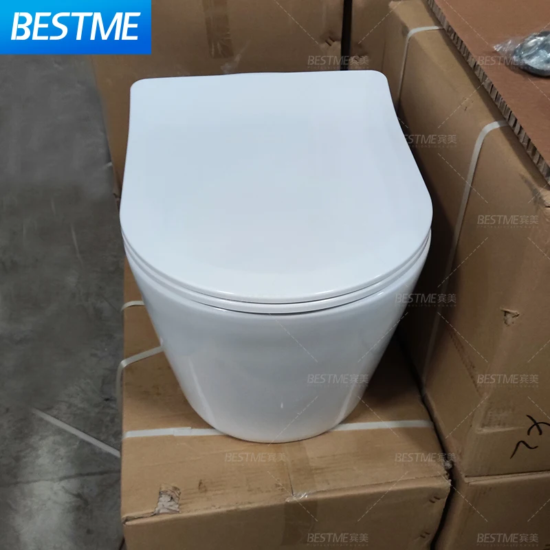 European Bathroom White color Round shape Luxury Ceramic Wall Mounted Toilets Modern Wall Hung Toilet WC Comode Toilet