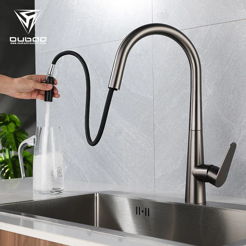 Stainless Steel Ceramics Multi-Function Pull Down Spray Sink Mixer Kitchen Tap Kitchen Faucet