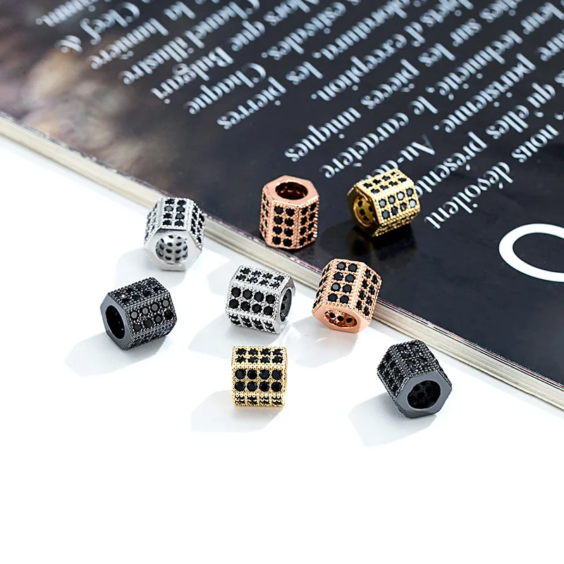 Manufacturer wholesale micro-setting accessories zircon hexagonal cylindrical spacer beads