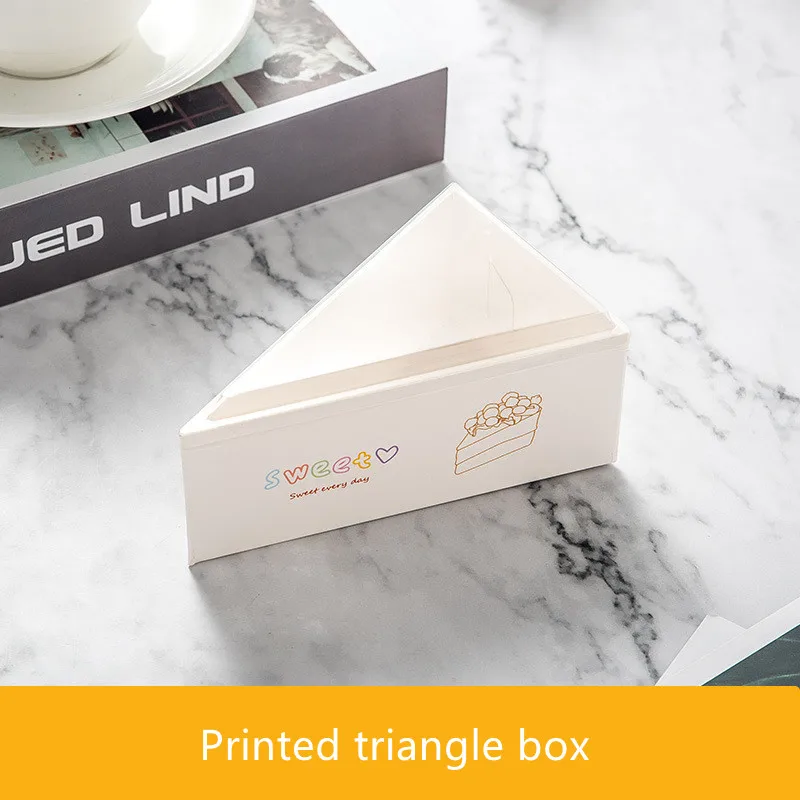 NOCI Custom Printed White Triangular Christmas Dessert Pastry Melaleuca Mousse Baking Cut Diced Packaging Triangle Cake Box