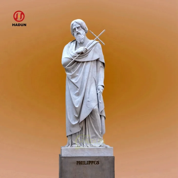 Outdoor Hand Carved Religious Saint Sculpture Marble St Simon Zelotes Statue