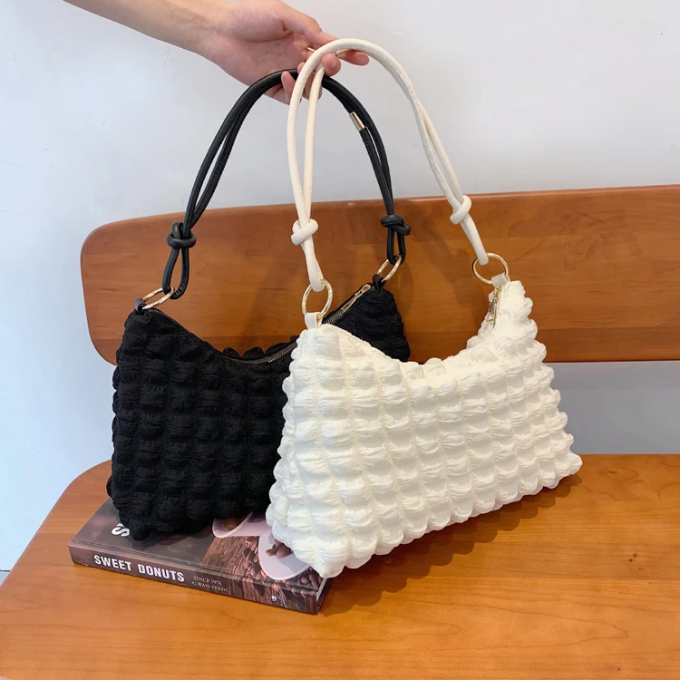 Guangzhou Factory Trendy Fall Underarm Bags Vegan Lattice Tote Hand Bag Luxury Ladies Shoulder Handbag