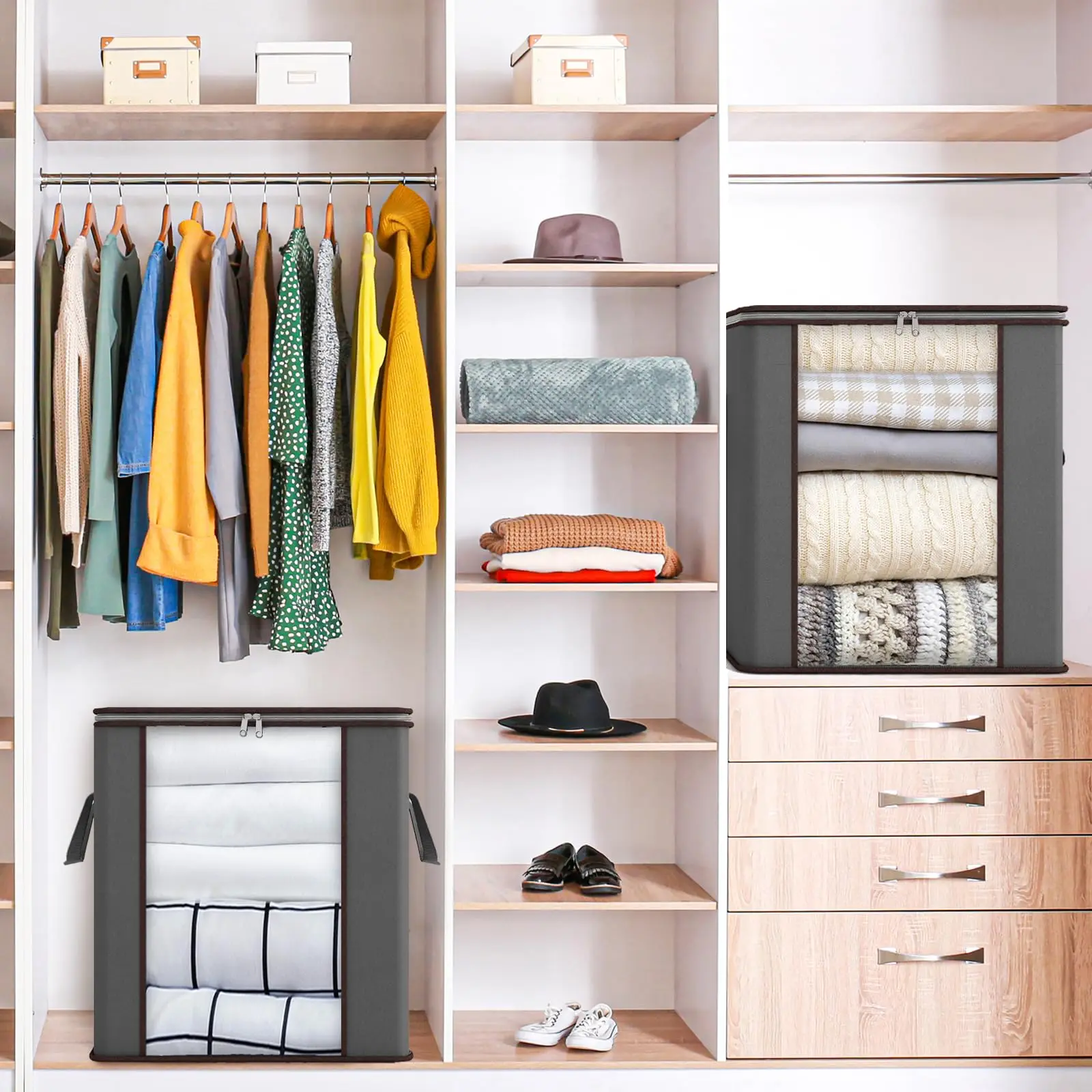 Extra Large Blanket Storage Bags with Reinforced Handles Clothes Storage Containers for Comforter Portable Storage Bags