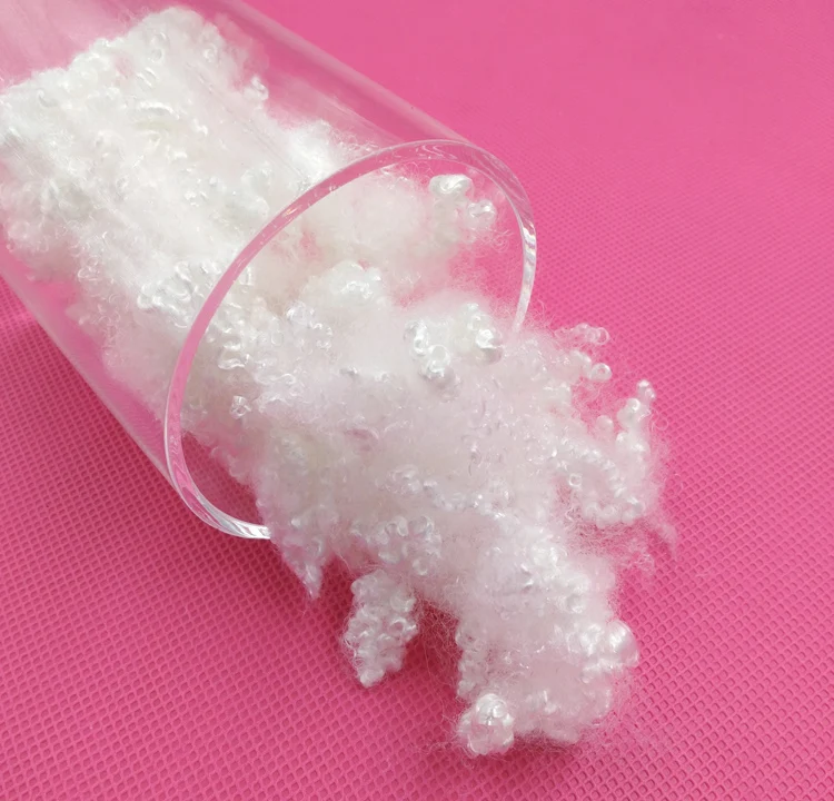 
GRS standard hanbang fiber recycled siliconized polyester material fiber 3DX51MM white PSF with GRS certified for ball fiber 