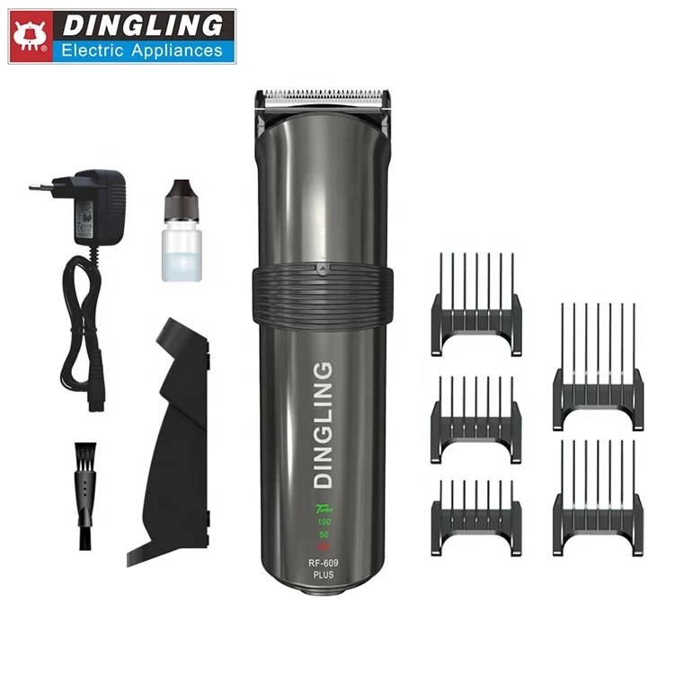 Dingling Rf-609 Plus Battery Capacity Display Adjustable Blade High Quality Profession Cordless Professional Hair Clippers Set