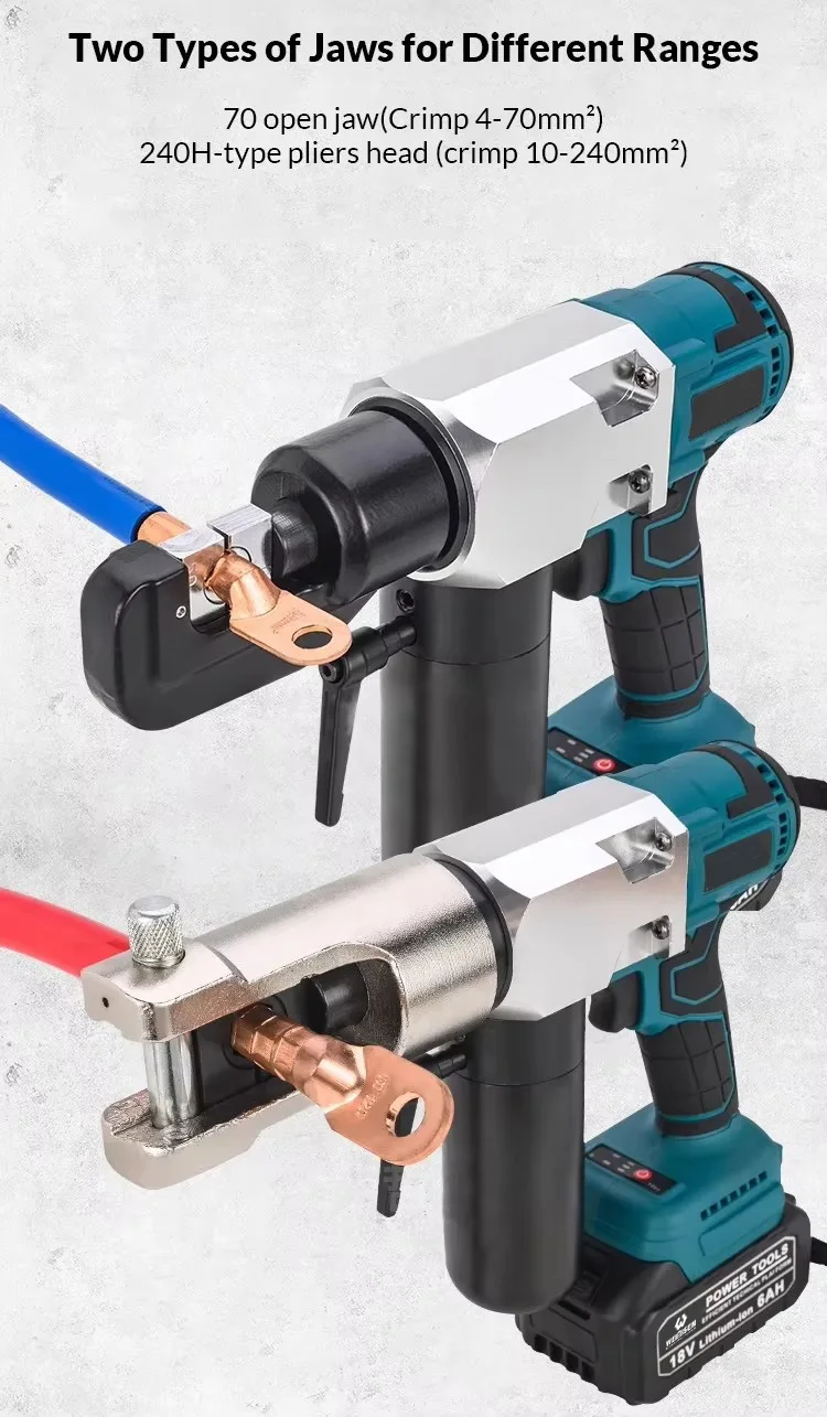 Hydraulic Crimping Tool 10-240 sqmm Battery Powered Cable Clamp Machine