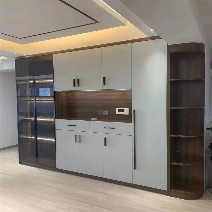 Modern Design MDF Board Electrostatic Powder Coating Durable E0 HomeDeco Wardrobe Door Panel PVC Indoor Furniture Use