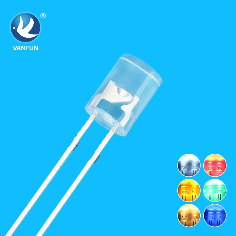 Высокояркая Светодиодная лампа с плоским верхом 5 мм