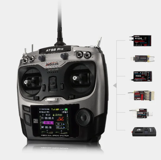 RadioLink Manufacturer AT9S Pro 10C/12 Channels 2.4GHz Transmitter For Aircraft DSSS&FHSS/CRSF Controller and Receiver R9DS